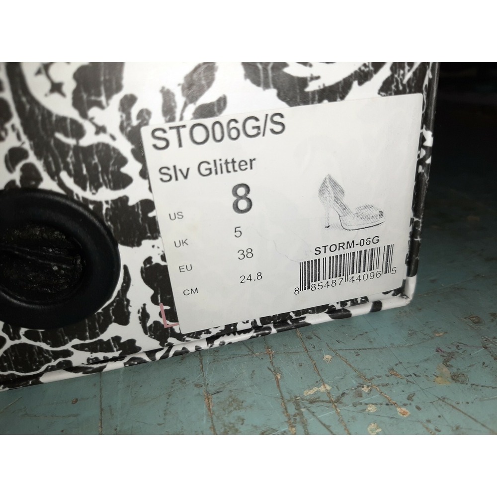 Brand New Bordello‎ Peep Toe Pump Size 8 SEXY Wedding Party Silver Glitter SEXY - Picture 5 of 5